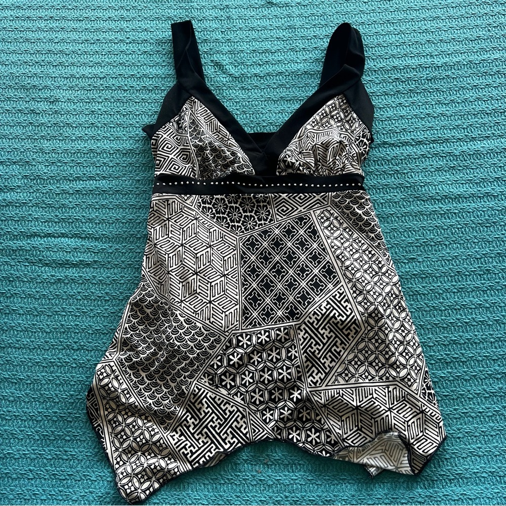 Self Esteem Black and White Patterned Tank